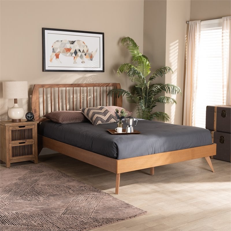 Baxton Studio Emiko Walnut Brown Finished Wood King Size Platform Bed