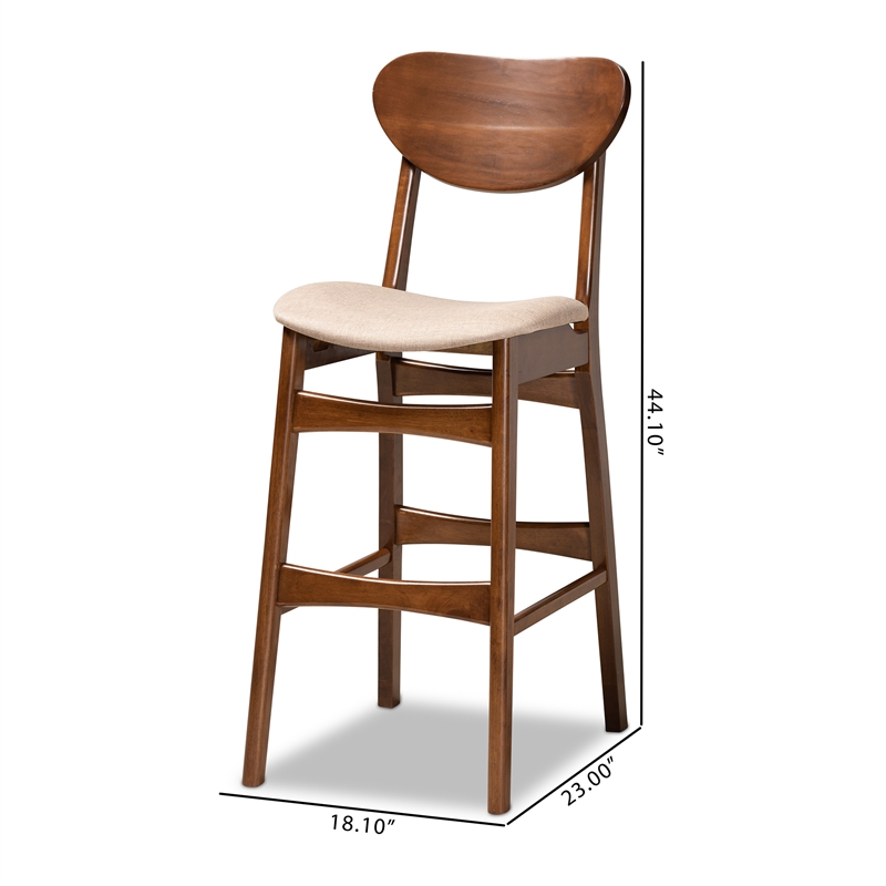 Baxton Studio Katya Sand and Walnut Brown Finished Wood 2-Piece Bar Stool Set