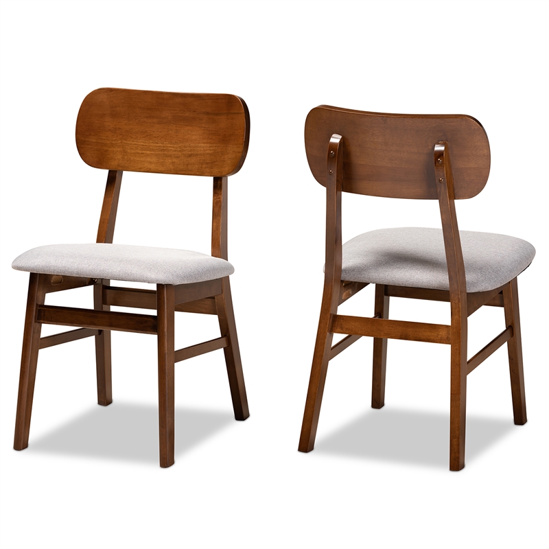 Baxton Studio Euclid Grey and Brown Finished Wood 2-Piece Dining Chair Set