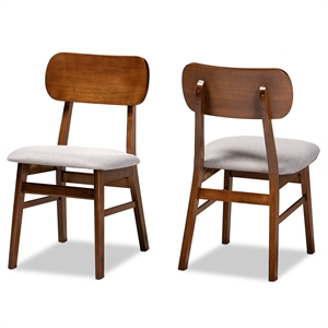 Baxton Studio Euclid Grey and Brown Finished Wood 2-Piece Dining Chair Set