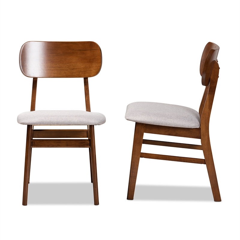 Baxton Studio Euclid Grey and Brown Finished Wood 2-Piece Dining Chair Set