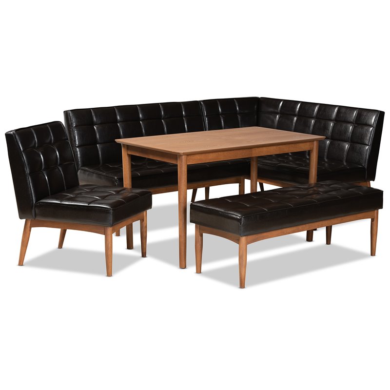 Baxton Studio Sanford Brown Finished Wood 5-Piece Dining Nook Set