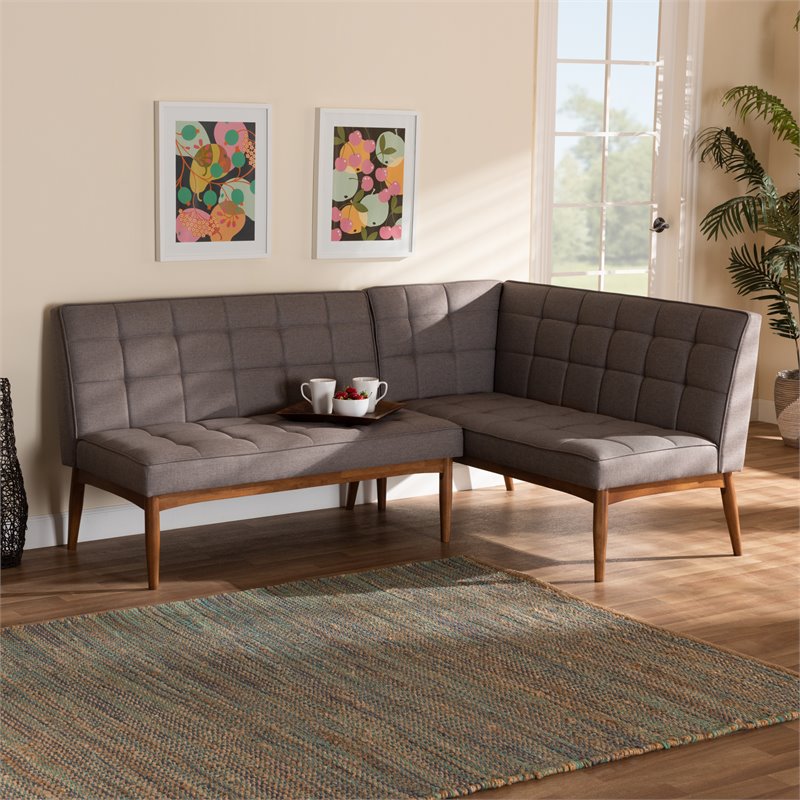 Baxton Studio Sanford Grey and Brown Finished Wood 2-Piece Dining Set