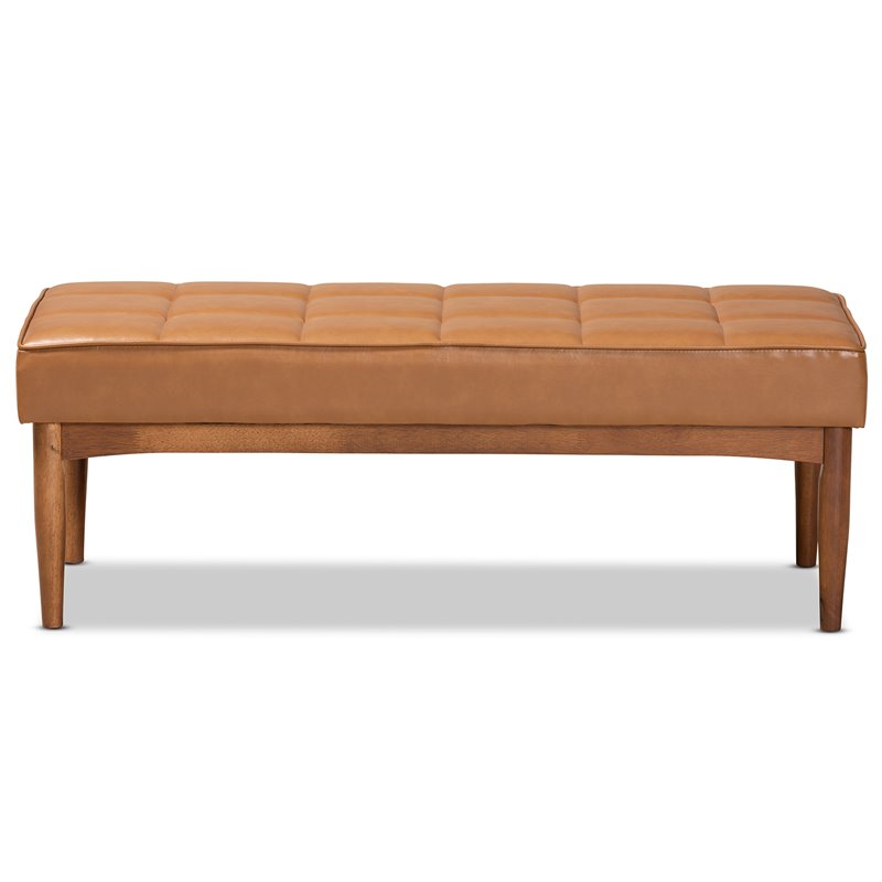 Baxton Studio Sanford Tan Walnut Brown Finished Wood Dining Bench