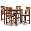 Baxton Studio Darcie Grey and Walnut Brown Finished Wood 5-Piece Pub Set