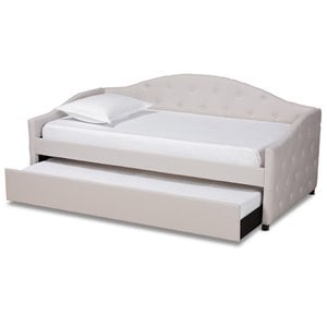 Baxton Studio Becker Transitional Brown Beige Twin Size Daybed with Trundle