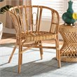Baxton Studio Luxio Rattan Accent Chair with Curved Arms/Angled Legs in Natural