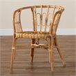 Baxton Studio Luxio Rattan Accent Chair with Curved Arms/Angled Legs in Natural