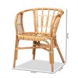 Baxton Studio Luxio Rattan Accent Chair with Curved Arms/Angled Legs in Natural