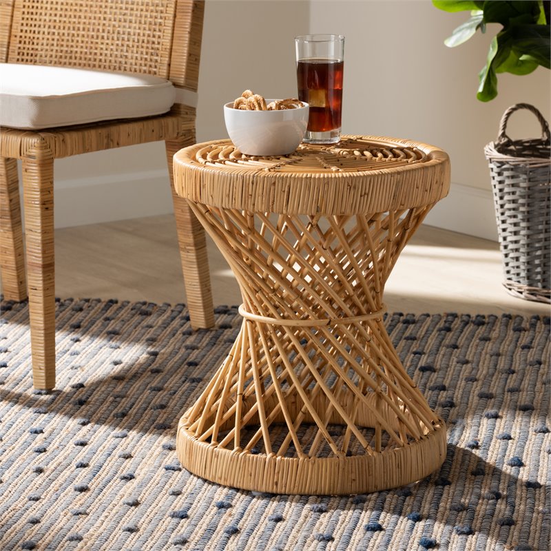 Baxton Studio Seville Natural Finished Rattan End Table
