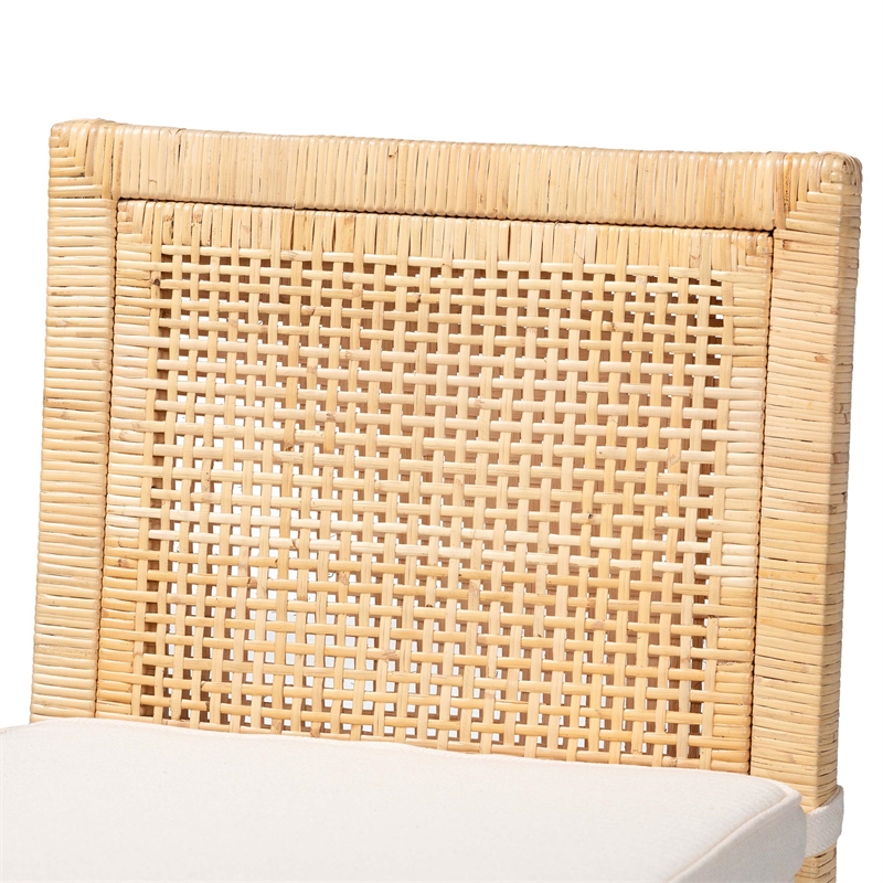 Baxton Studio Sofia Natural Finished Wood and Rattan Counter Stool