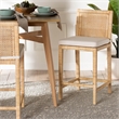 Baxton Studio Sofia Natural Finished Wood and Rattan Counter Stool
