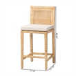 Baxton Studio Sofia Natural Finished Wood and Rattan Counter Stool
