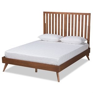 Baxton Studio Saki Walnut Brown Finished Wood King Size Platform Bed
