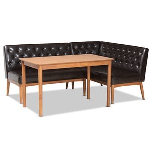 Baxton Studio Riordan Dark Brown and Brown Finished Wood 3-Piece Dining Set