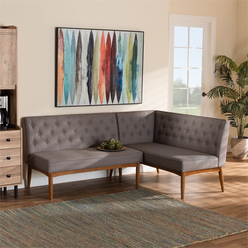 Baxton Studio Riordan Grey and Brown Finished Wood 2-Piece Dining Set