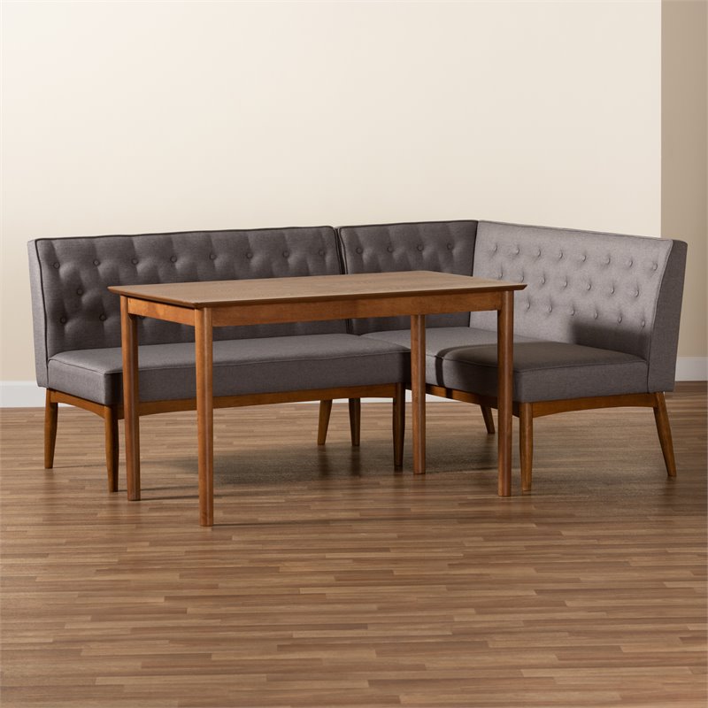 Baxton Studio Riordan Grey and Walnut Brown Finished Wood 3-Piece Dining Set