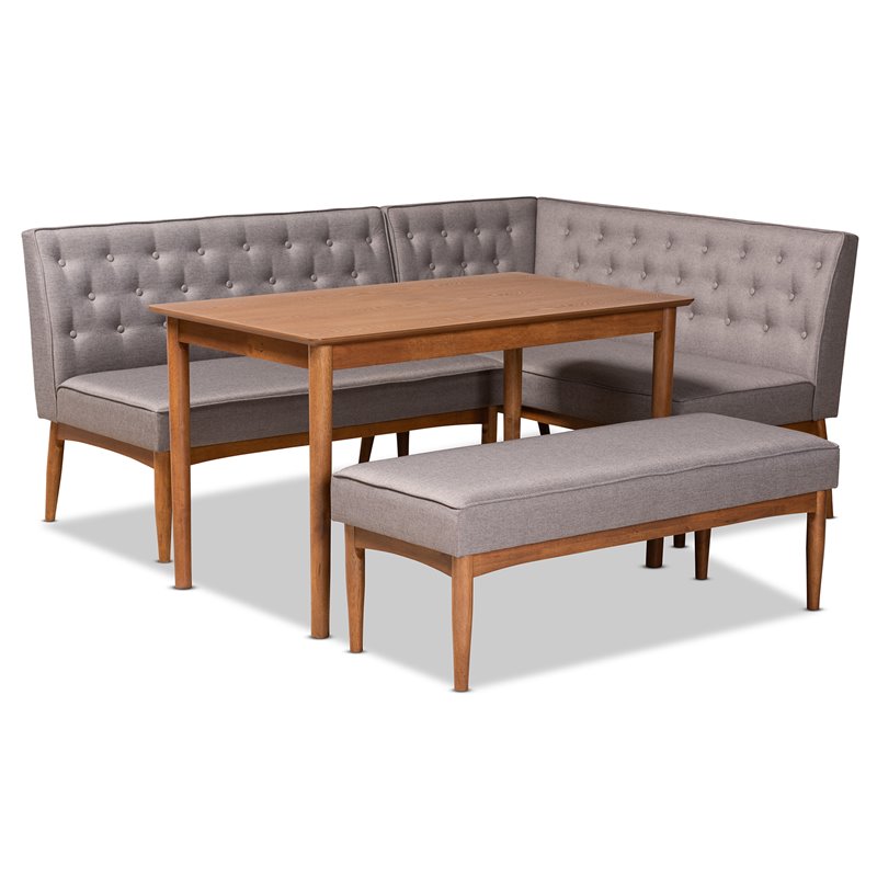 Baxton Studio Riordan Grey and Walnut Brown Finished Wood 4-Piece Dining Set