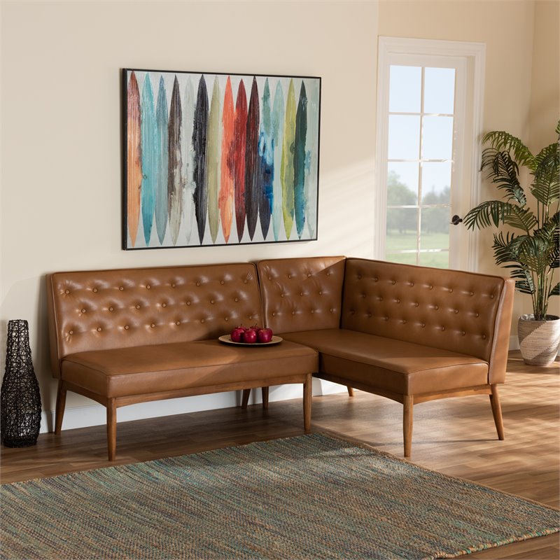 Baxton Studio Riordan Tan and Walnut Brown Finished Wood 2-Piece Dining Set