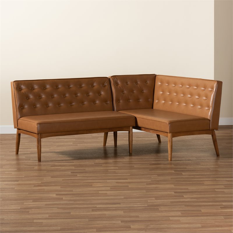 Baxton Studio Riordan Tan and Walnut Brown Finished Wood 2-Piece Dining Set