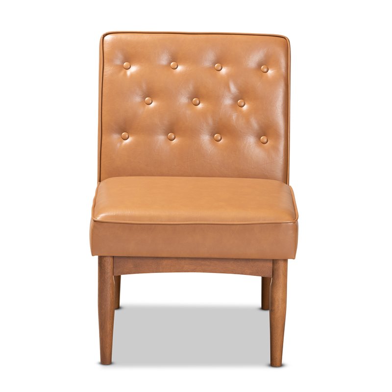 Baxton Studio Riordan Tan and Walnut Brown Finished Wood Dining Chair