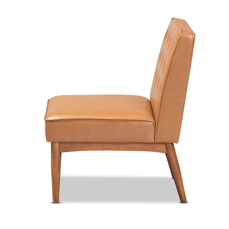 Baxton Studio Riordan Tan and Walnut Brown Finished Wood Dining Chair