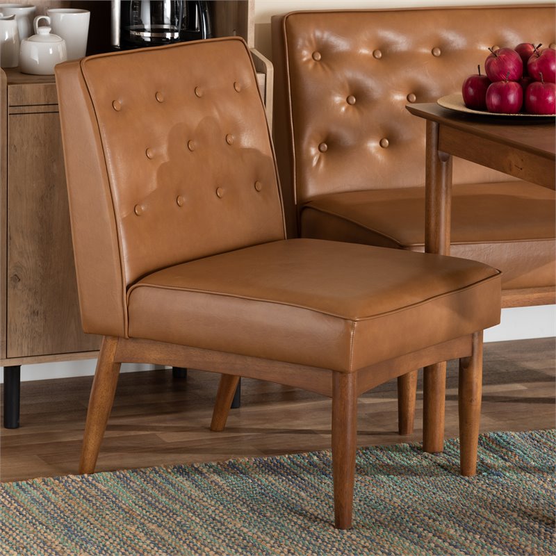 Baxton Studio Riordan Tan and Walnut Brown Finished Wood Dining Chair
