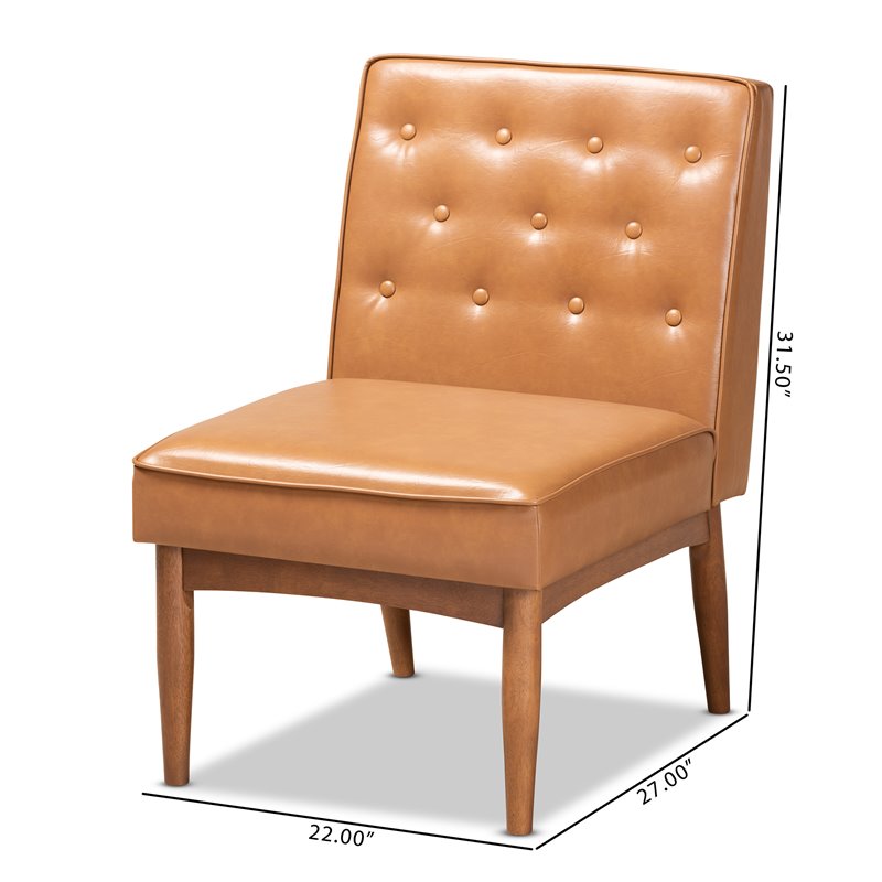 Baxton Studio Riordan Tan and Walnut Brown Finished Wood Dining Chair
