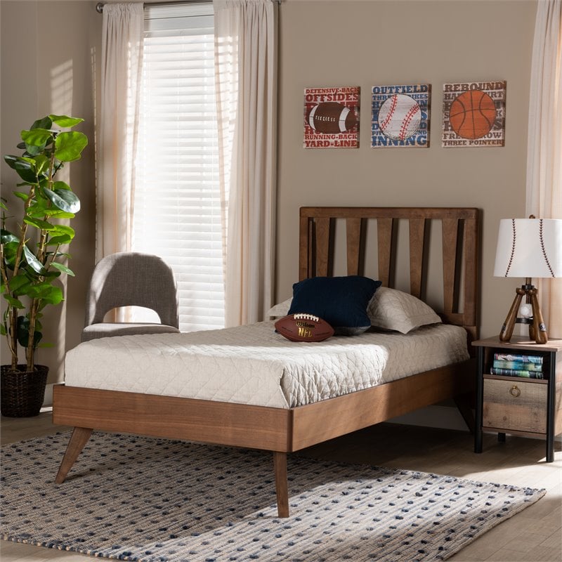 Baxton Studio Michi Ash Walnut Finished Wood Full Size Bed