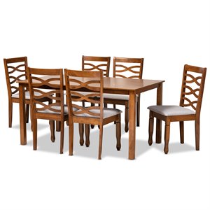 Baxton Studio Lanier Grey and Walnut Brown Finished Wood 7-Piece Dining Set