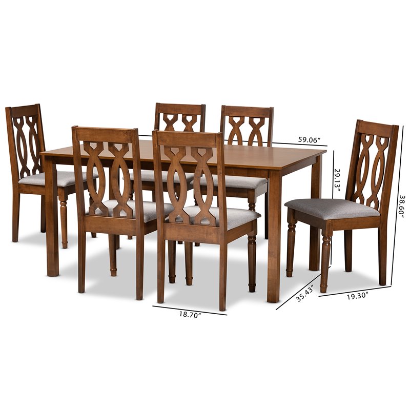 Baxton Studio Cherese Grey and Walnut Brown Finished Wood 7-Piece Dining Set