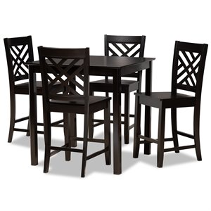 Baxton Studio Caron Dark Brown Finished Wood 5-Piece Pub Set