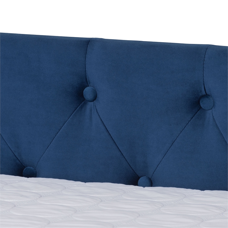 Baxton Studio Larkin Blue Velvet Upholstered Full Size Daybed with Trundle