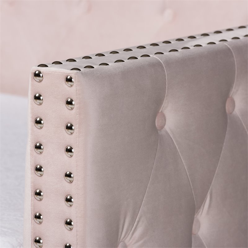Baxton Studio Larkin Pink Velvet Upholstered Twin Size Daybed with Trundle