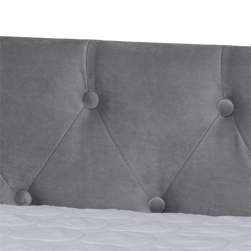 Baxton Studio Larkin Grey Velvet Upholstered Queen Size Daybed with Trundle