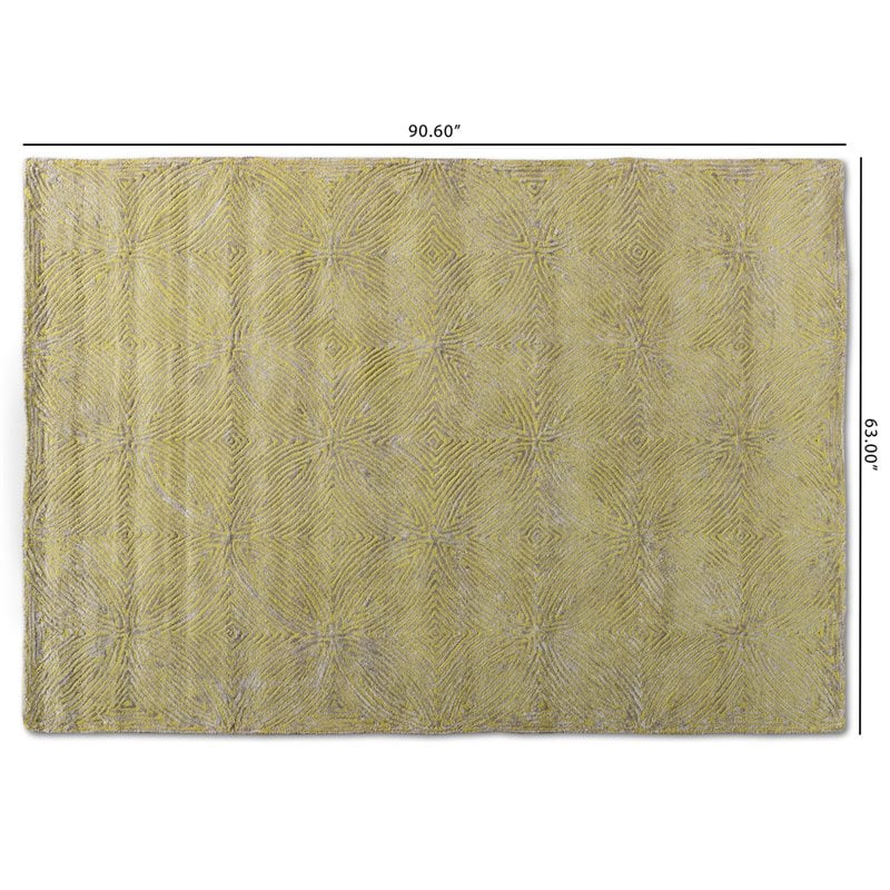 Baxton Studio Leora Lime Green and Grey Hand-Tufted Viscose Blend Area Rug