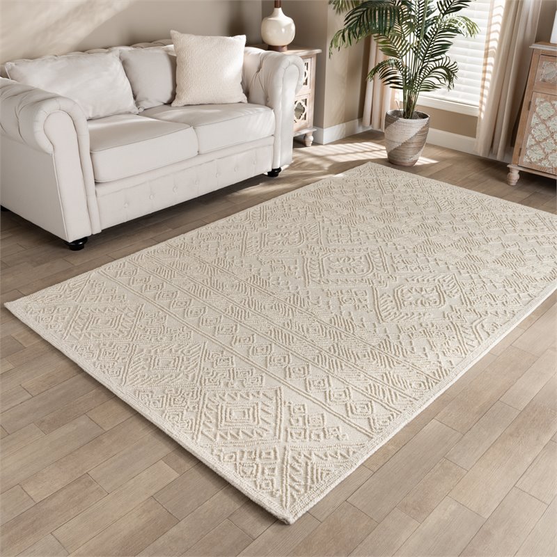 Baxton Studio Linwood Ivory Hand-Tufted Wool Area Rug