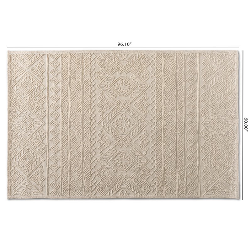 Baxton Studio Linwood Ivory Hand-Tufted Wool Area Rug