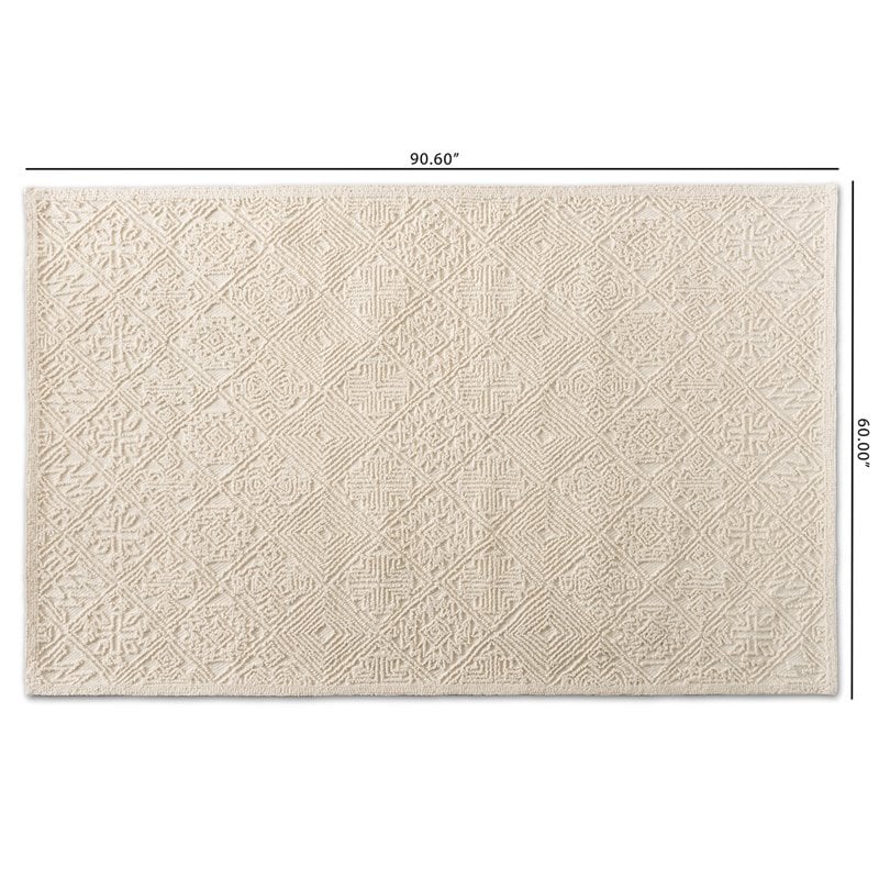 Baxton Studio Meltem Ivory Handwoven Wool Area Rug
