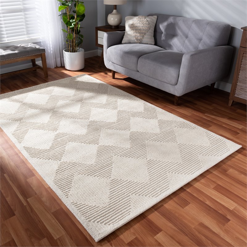 Baxton Studio Sovanna Ivory Hand-Tufted Wool Area Rug