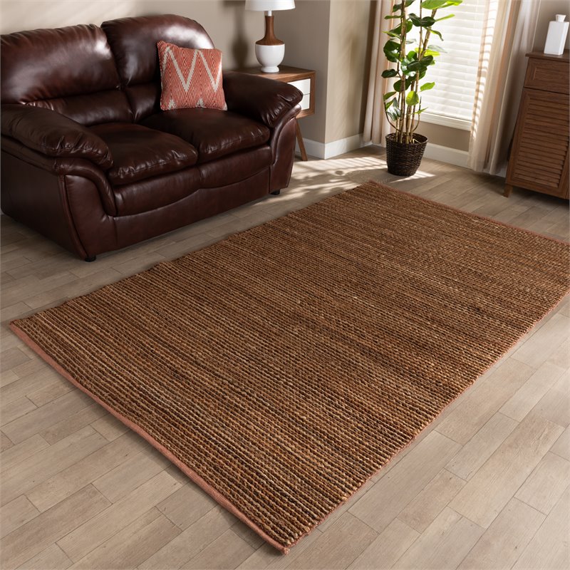 Baxton Studio Zaguri Natural Handwoven Leather Blend Area Rug