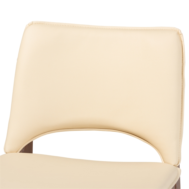 Baxton Studio Afton Beige Faux Leather and Brown Finished Dining Chair Set