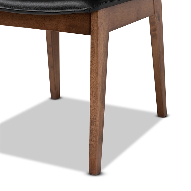 Baxton Studio Afton Black Faux Leather and Brown Finished Dining Chair Set