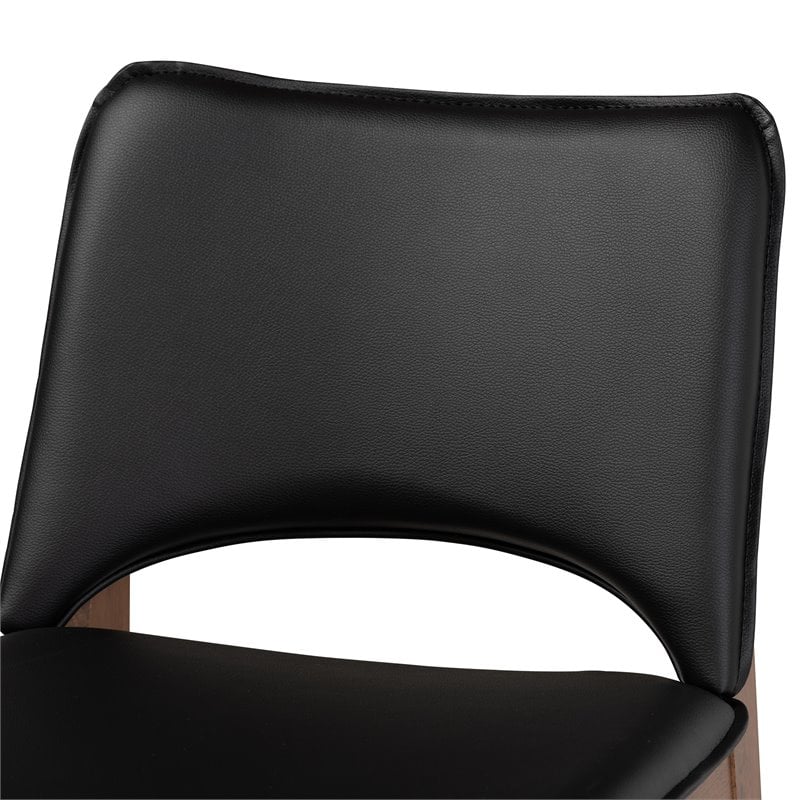 Baxton Studio Afton Black Faux Leather and Brown Wood 7-Piece Dining Set