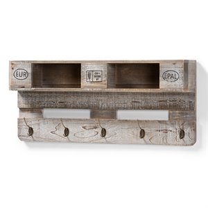 Baxton Studio Ferguson Grey Oak Finished Wood Mounted Coat Rack with Shelves