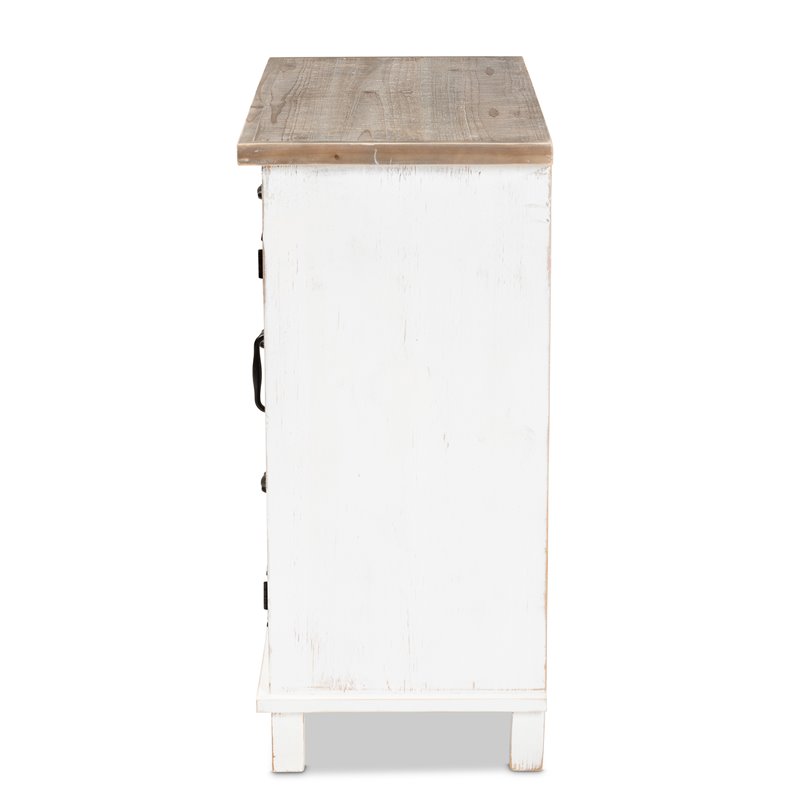 Baxton Studio Faron White and Oak Brown Finished Wood 3-Drawer Storage Cabinet