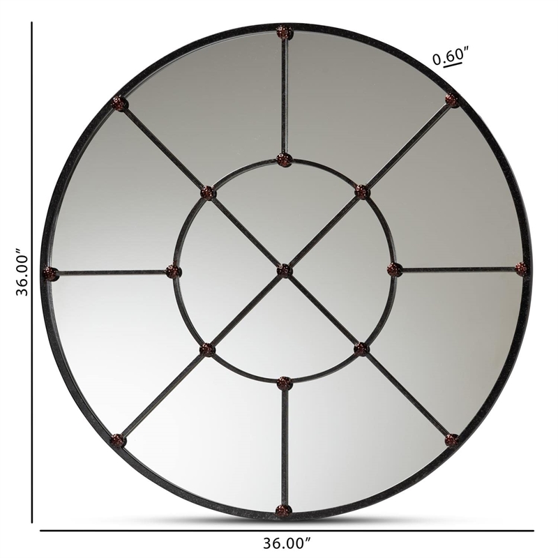 Baxton Studio Ohara Black Finished Metal Accent Wall Mirror