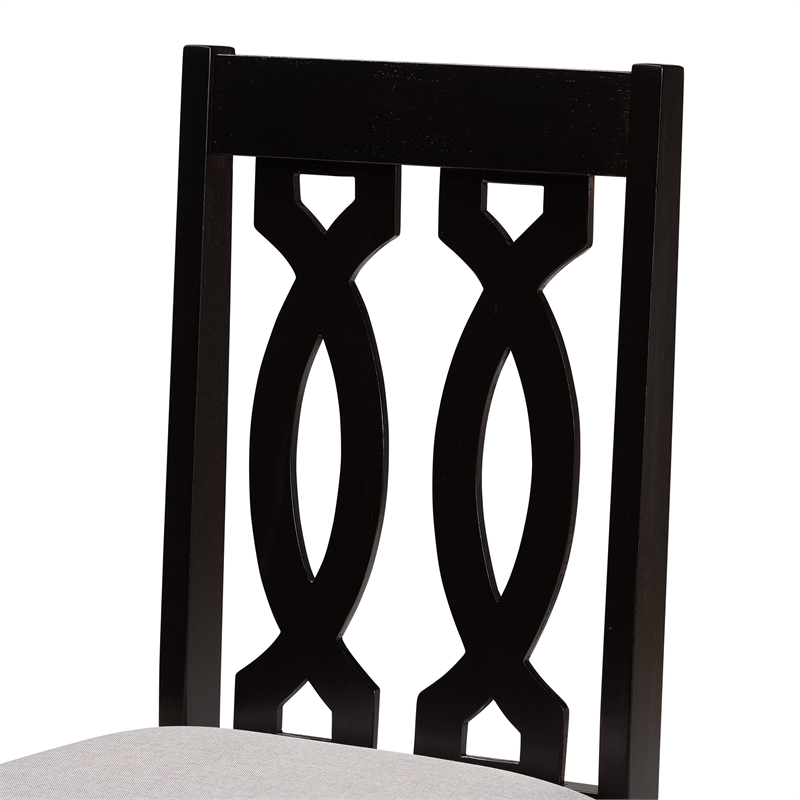 Baxton Studio Cherese Grey and Dark Brown Finished Wood 2-Piece Dining Chair Set