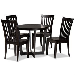 Baxton Studio Sasa Dark Brown Finished Wood 5-Piece Dining Set