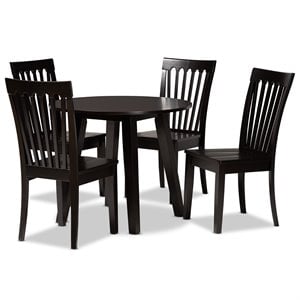 Baxton Studio Zala Dark Brown Finished Wood 5-Piece Dining Set